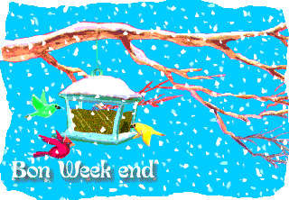 Gif bon week-end oiseaux neige